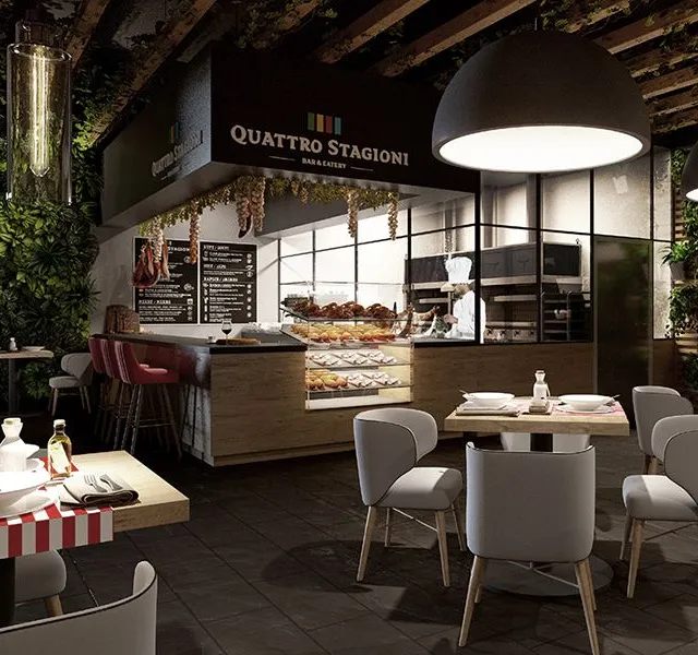 Projekt wnętrz restauracji Quattro Staggioni