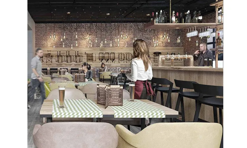 Projekt wnętrz cafe-pubu Hop&Malt